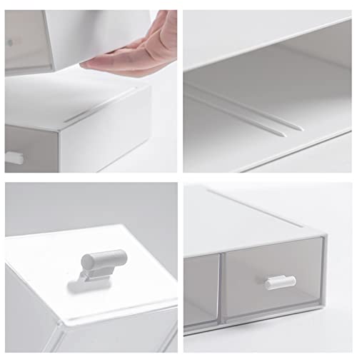 Desk Organizer-Stackable Storage Drawers, Desk Drawer Organizer Perfect For Collection Small Item/Cosmetic Office Supplies - 2 drawers (White) - size: 9*6.5*2inch - 2 Compartment