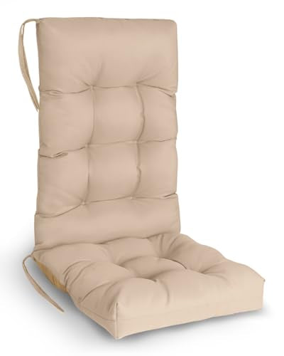 GREENVINES Rocking Chair Cushion | Polyester | Waterproof | Outdoor High Back Rocker Chairs Cushion | Seat with Ties | Non-Slip | Thickened Pad for Patio | 46.5" x 18.5" x 4.3" | Beige - color: Beige, size: 1PC