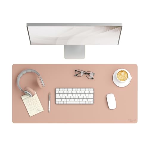 Smead Desk Pad, Vegan Leather Desk Mat with Non-Slip Faux Suede Backing, Perfect Desk Organizer for Office Decor, 36” x 17” Large, Dusty Rose (64829) - color: Pink, size: 17" x 36"