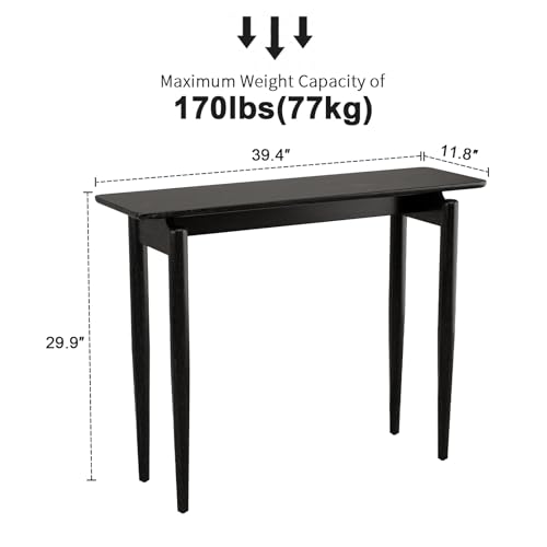 AQIMUELE Wood Console Table Black Entryway Table, Thin Console Table, Sofa Tables for Living Room (39.4'') - color: Black, size: 39.4"W x 11.8"D x 29.9"H