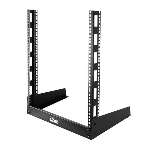 Tecmojo 2 Post 12U Desktop Server Rack Small Open Frame Rack for 19in AV/Data/Audio/Studio Equipment Free Standing Home/Office Rack,Square Hole - size: 12U/Square Hole