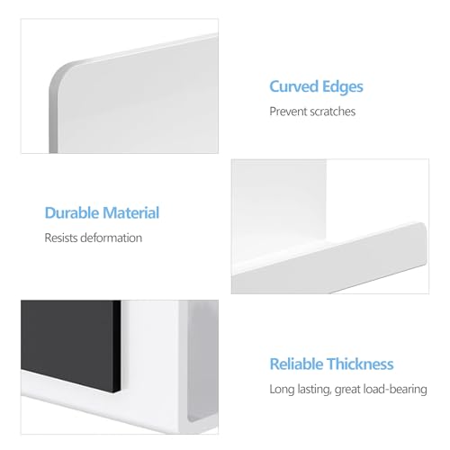 2 Pack Magnetic Bookshelf for Whiteboard, 17 Inch Heavy Duty Metal Shelf Holds 12.5 lbs, White Magnetic Book Display Shelf for Classroom, Office, Kitchen
