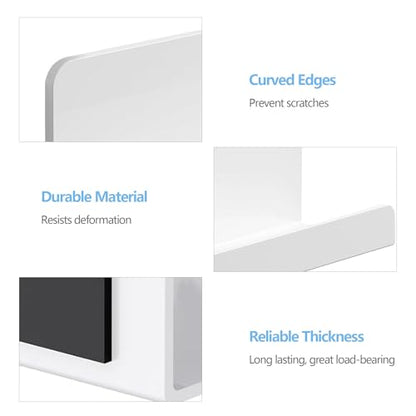 2 Pack Magnetic Bookshelf for Whiteboard, 17 Inch Heavy Duty Metal Shelf Holds 12.5 lbs, White Magnetic Book Display Shelf for Classroom, Office, Kitchen