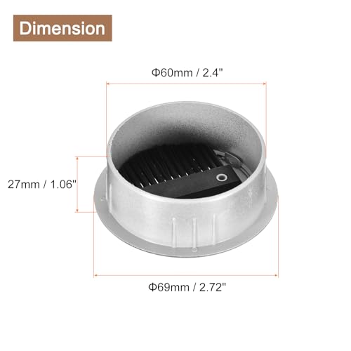 uxcell 2Pcs Cable Hole Cover, 2-3/8 Inch(60mm) ABS Desk Cable Wire Cord Grommet Hole Cover for Office Computer Desk Wire Organizer, Silver