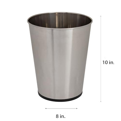 Bath Bliss 5 Liter Small Wastebasket, Stainless Steel | Compact Round Open Top Trash Can | Durable Bathroom Bedroom Dorm Office Garbage Bin | Stylish Space-Saving Waste Disposal Container - color: Stainless Steel, size: 1 Pack