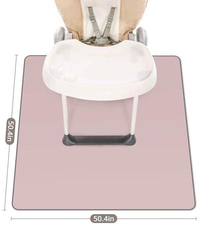 Blissful Diary Baby Splat Mat for Under High Chair, 50.4 x 50.4 Inch Wipeable Splash Mat, Waterproof and Washable, Anti-Slip Floor Protector, Blush Pink - color: Blush Pink