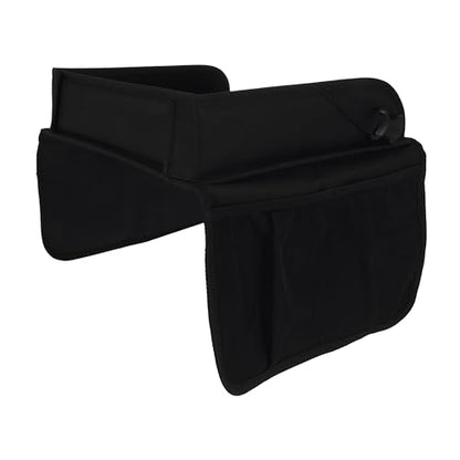 Nuby Kids Foldable Lightweight Travel Activity Lap Desk Tray with Pockets|Stay Organized & Mess Free on Car Rides, Plane Trips, Home|Adjustable Strap Keeps Desk Secure or Carry Strap for Travel|Black