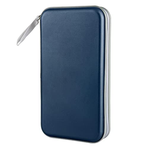 Siveit CD Case Holder, 80 Capacity CD/DVD Case Holders Wallet Hard Plastic CD DVD Disc Cases Storage Binder for Car Home Office Travel (Dark Blue) - color: Dark Blue