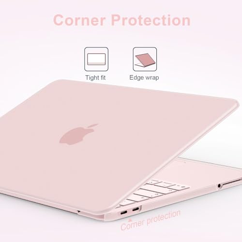 G JGOO Compatible with MacBook Neo Case 13 inch 2026 Release Model A3404, 100% Match Official Color, Matte Plastic Protective Hard Shell Case with Keyboard Cover & Screen Protector, Blush Clear - color: Blush Clear