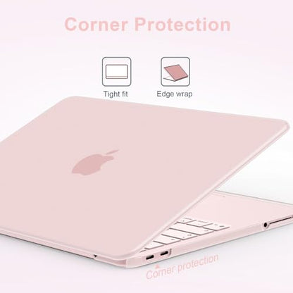 G JGOO Compatible with MacBook Neo Case 13 inch 2026 Release Model A3404, 100% Match Official Color, Matte Plastic Protective Hard Shell Case with Keyboard Cover & Screen Protector, Blush Clear - color: Blush Clear