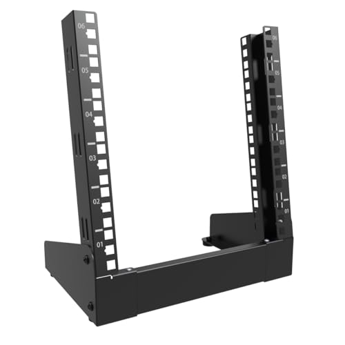 6U Small Desktop Network Rack, 10 inch Mini Open Frame Desktop Cabinet for 10 inch Network, Servers, Audio, Video and Studio Equipment Free Standing Home Office Rack (6U) - size: 6U
