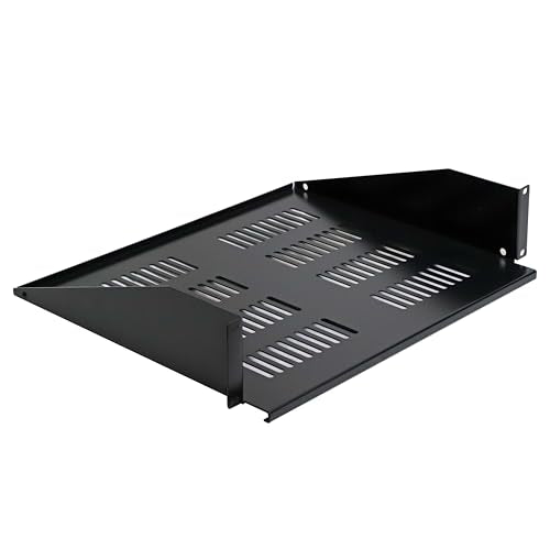 Aeons 2U 19-inch Universal Server Shelf Rack Mount Vented Cantilever Center Mount Shelf 15" Deep, Fixed Server Rack Cabinet Shelf Black - style: 2U-15" Vented