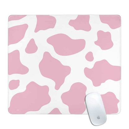 Skinit Medium Gaming Mouse Pad - Pink Cow Print Design with Stitched Edges, Waterproof, Non-Slip Rubber Base, Desk Mat for Keyboard & Mouse, 17.7" x 15.75" inches - color: Pink - PTTRNS06, size: 17.7" x 15.75"
