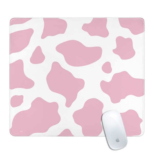 Skinit Medium Gaming Mouse Pad - Pink Cow Print Design with Stitched Edges, Waterproof, Non-Slip Rubber Base, Desk Mat for Keyboard & Mouse, 17.7" x 15.75" inches - color: Pink - PTTRNS06, size: 17.7" x 15.75"