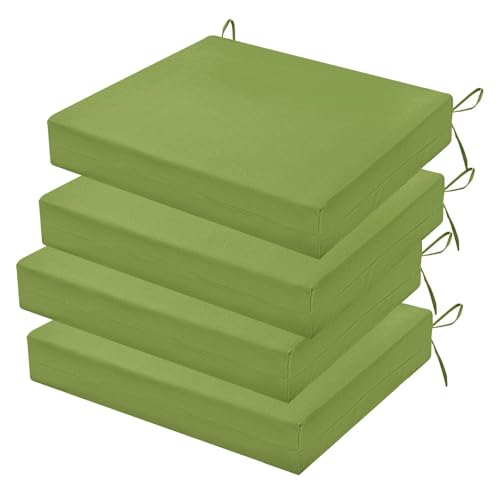 Outdoor Chair Cushions Set of 4, 18.5 x 16 Inch Patio Chair Cushions for Outdoor Furniture, Water Resistant, Non-Slip Ties (Grass Green) - color: 1 - Grass Green, size: 18.5x16x3|4 Pack