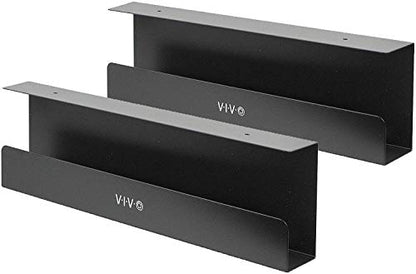 VIVO Under Desk 17 inch Cable Management Trays, Power Strip Holders, Cord Organizers, Wire Tamers for Office and Home, Black, 2 Pack, DESK-AC06-2C | Set of 2, Low Profile Power Strip Holder, Cord Organizer, Wire Tamer Steel Cable Rack for Office and Home,