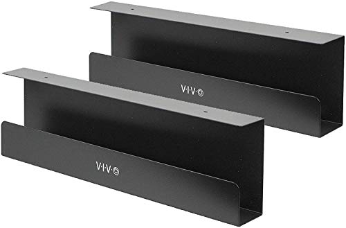 VIVO Under Desk 17 inch Cable Management Trays, Power Strip Holders, Cord Organizers, Wire Tamers for Office and Home, Black, 2 Pack, DESK-AC06-2C | Set of 2, Low Profile Power Strip Holder, Cord Organizer, Wire Tamer Steel Cable Rack for Office and Home,