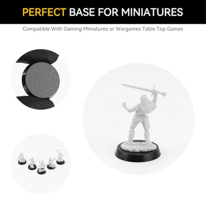 100PCS 28.5mm/1.12inch Textured Plastic Black Round Miniature Bases, Model Base for Gaming Miniatures or Wargames Table Top Games - color: 28.5mm-100pcs-black