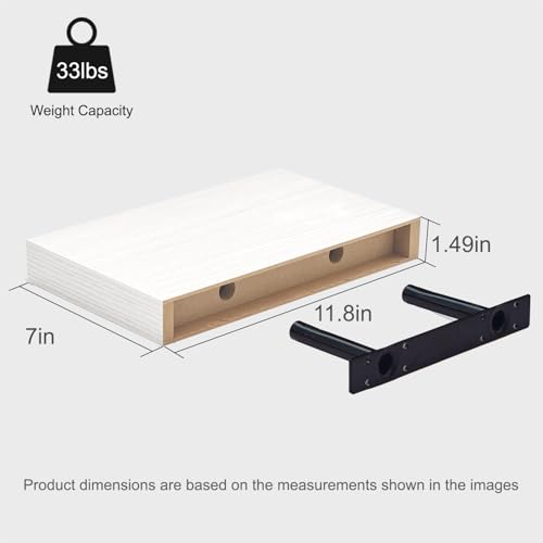 Floating Shelves Set of 2,11.8 Inches Small Wall Shelves for Living Room Bathroom Kitchen and Bedroom,White - color: White, size: 11.8''