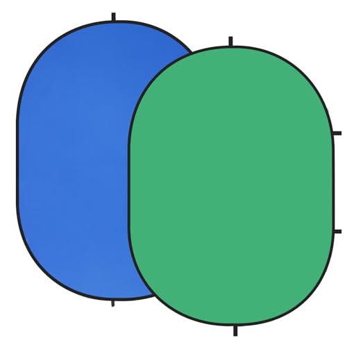 Kate 5x6.5ft(1.5x2m) Collapsible Backdrop Self Tape Blue Green Twist Flex Folding Pop up Backgrounds for Photoshoot, Headshots Photo, Video Calls - color: Blue/Green
