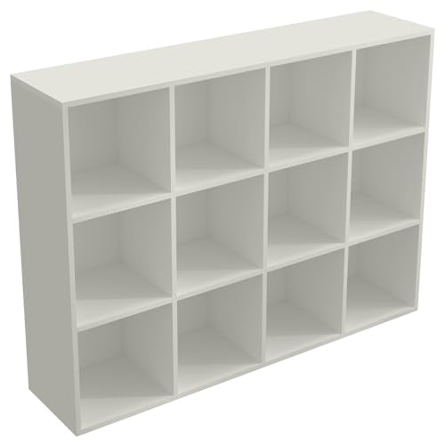 OSCHF 12-Cube Storage Shelf Bookcase - Wooden 3-Tier Floor Standing Open Bookshelf for Home and Office, Display Cabinet, Warm White - color: Warm White, size: 12-Cube