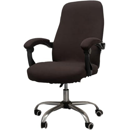 Melaluxe Office Chair Cover with Arm Covers - Universal Stretch Desk Chair Cover, Computer Chair Slipcovers (Size: L) - Coffee - color: Coffee, size: Large with Arm Cover
