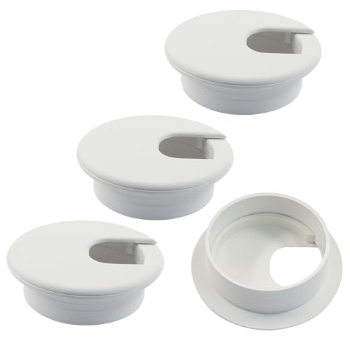 Piutouyar 4 Pcs 2 Inch White Desk Grommet, Plastic Cable Hole Cover Desk Wire Cord Organizer for Office Equipment, Computer Table - color: White, size: 2 Inch