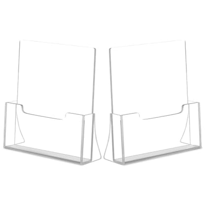 Acrylic Brochure Holder 8.5 x 11 inch, 2 Pack Clear Plastic Flyer Holder, Acrylic Desktop Stand for Pamphlets, Literature, Brochures, Magazines Materials Display Stands