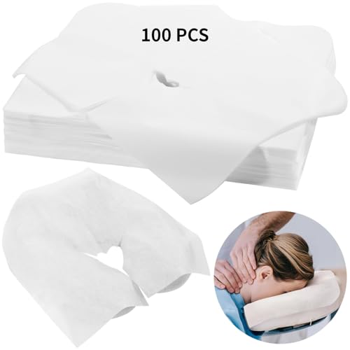 DIMEGON 100PCS Disposable Face Cradle Covers, Disposable Massage Headrest Cover, Single Use Massage Bed Headrest Cushion Cover, Professional Massage Chair Face Cover for Skincare Beauty Salons