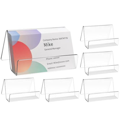 6 Pcs Acrylic Business Card Holder for Desk, Desktop Business Card Stand, Clear Name Cards Display Holder for Exhibition Accessories Home Office, Capacity: 50 Cards - color: Transparent-6pcs