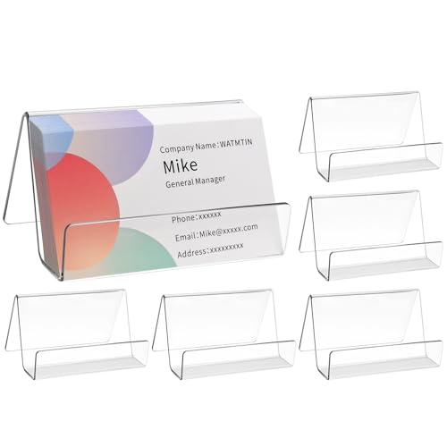 6 Pcs Acrylic Business Card Holder for Desk, Desktop Business Card Stand, Clear Name Cards Display Holder for Exhibition Accessories Home Office, Capacity: 50 Cards - color: Transparent-6pcs