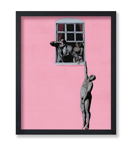 Poster Master Well Hung Lover Poster - Naked Man Hanging From Window Print - Naked Man Illustration Art - Banksy Piece - Great Living Room or Bedroom Wall Decor - 11x14 UNFRAMED Wall Decor - color: Style-02, size: 11"L x 14"W