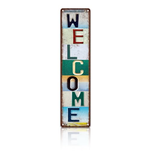 Vintage Welcome Wall Decor Street Signs Home Bar Coffee Metal Tin Signs 4 x 16 Inches - color: Welcome02
