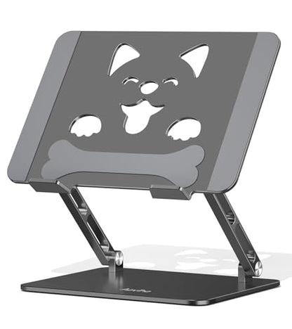 Aoviho Laptop Stand for Desk-Adjustable, Foldable, Portable, Ergonomic Aluminum Notebook Riser with Unique Puppy Shaped Vent, Desk Gift for 10"-17.3" Devices Mac, Dell, HP, Lenovo, Samsung, Gray - color: Gray