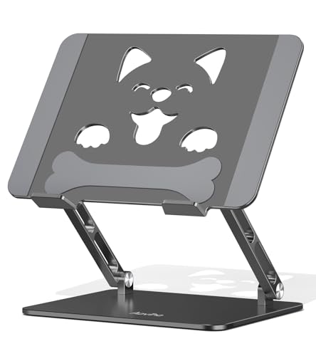 Aoviho Laptop Stand for Desk-Adjustable, Foldable, Portable, Ergonomic Aluminum Notebook Riser with Unique Puppy Shaped Vent, Desk Gift for 10"-17.3" Devices Mac, Dell, HP, Lenovo, Samsung, Gray - color: Gray