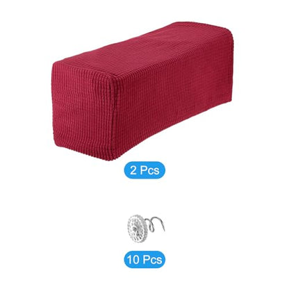 uxcell 2pcs Stretch Armrest Covers for Chairs/Sofas, Couch Arm Covers with Twist Pin, Furniture Protector Slipcovers Wine Red - color: Wine Red