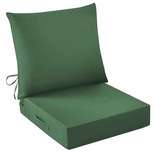 IASEAHK Outdoor Seat Cushion Set, Waterproof & Fade Resistant Patio Chair Cushions, Outdoors Cushion for Patio Furniture, 24 x 24 x 5.75 Inch, Outdoor Couch Cushions with Handle and Ties,ForestGreen - color: Forest Green, size: 24*24+5.75/25*22.5
