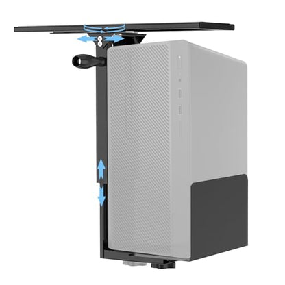 Under Desk PC Mount with Sliding Rail, 55 lbs Load Capacity, Height and Width Adjustable CPU Holder with 360° Swivel, Computer Case CPU Machine Holder Stand with Swivel and Secure Locking