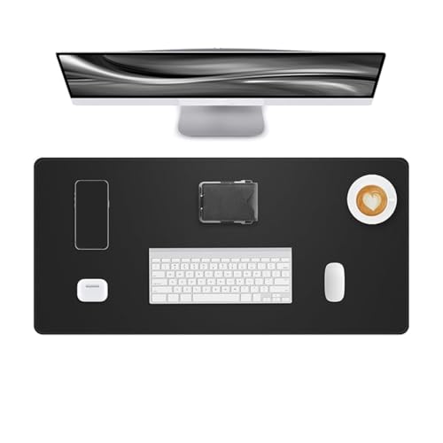 Non-Slip Leather Desk Mat, 27.6×11.8 Inch Waterproof Laptop Computer Desk Keyboard Pad, Large Mouse Pad for Office,Work, Home, Decor (Black) - color: Black