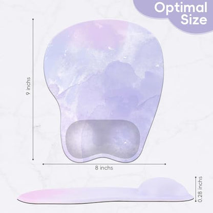 Mouse Pad with Wrist Rest Ergonomic Mouse Pad with Comfortable M-Shape Pain Relief Wrist Support Non-Slip PU Base Mousepad for Laptop, Office & Home (Lavender) - color: Lavender