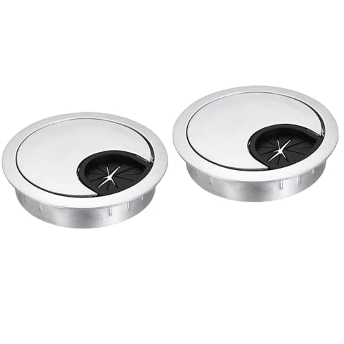 MECCANIXITY 2 Pcs Desk Grommet 1.9 Inch, Zinc Alloy Round Desk Hole Cover Wire Cable Cord Organizer for Home Office Computer Table Cables, 45mm, Silver - color: Silver, size: 1.9 Inch/50mm