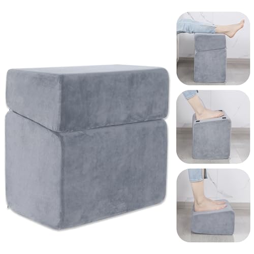 Under Desk Foot Rest, ROYALAY Ergonomic Office Footrest with 3 Adjustable Heights, High-Density Memory Foam Leg Rest for Home, Travel, Airplane with Washable Cover - color: Grey, size: 17*11*17in