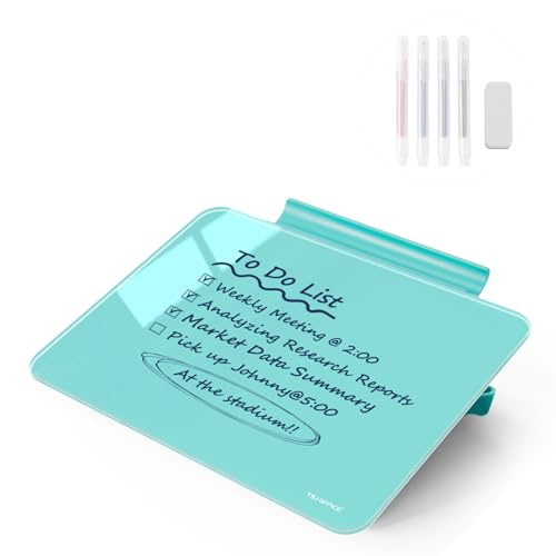TSJ OFFICE Small Desktop Whiteboard - Glass Dry Erase Board 8 X 6 Inches Tabletop Easel Whiteboard with Stand, Desk Board Buddy for Artist, Teacher and Student - color: 8 X 6 Inches - Light Blue