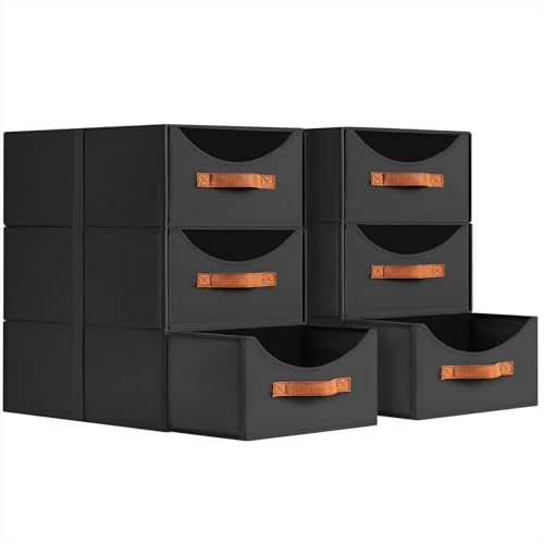 Homsorout Stackable Storage Drawers - Large Collapsible Storage Bins with Drawers, 6 Pack Closet Shelf Organizer Basket, Fabric Pull Out Organizer for Bedroom, Living Room, Dorm, Black - color: Black, size: 16 Inch. - 6 Pack