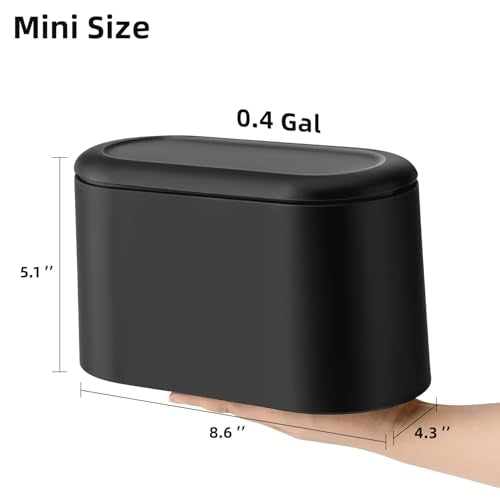SUBEKYU 0.5 Gal Mini Countertop Trash Can with Lid for Desktop, Small Garbage Can for Office, Tiny Wastebasket, Plastic,Black - color: Black 0.5 Gal with Lid