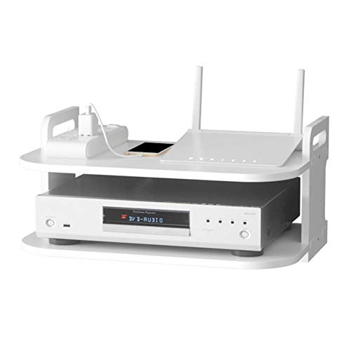 Denpetec Floating Shelf for TV Components,TV Box Shelf Thick DVD Player, Wall Hanging Shelf Punching-Free Storage Rack Floating Shelf for Set-Top Box Router Game Consoles for Home