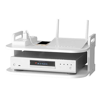 Denpetec Floating Shelf for TV Components,TV Box Shelf Thick DVD Player, Wall Hanging Shelf Punching-Free Storage Rack Floating Shelf for Set-Top Box Router Game Consoles for Home