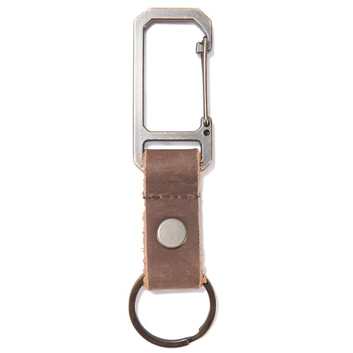 Carhartt Unisex Adult Durable Metal Key Keeper, Belt Loop Key Ring Holder with Self-Locking Metal Gate Clip for Car/Home Keys - color: Saddle Leather (Brown)