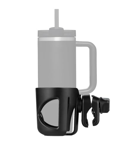 New Stroller Cup Holder for Stanley Quencher H2.0 (30 & 40 Oz. Models), Also Compatible with Stanley IceFlow (20 & 30 Oz. Models) - Black - color: black