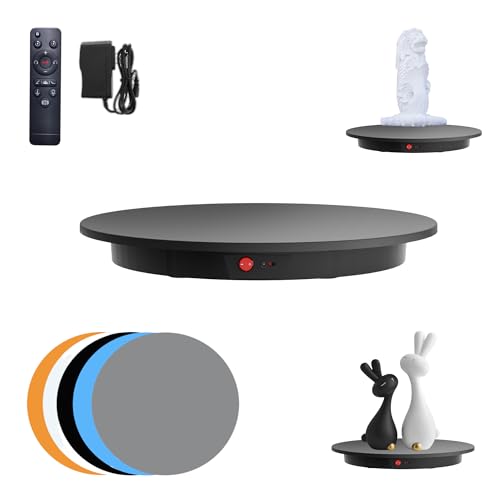 JAYEGT Motorized Rotating Display Stand, 350Lbs Load，360 Degree Electric Rotating Potography Turntable for Products Display，Live Show， Remote Control +5 Colors Backgrounds (Black/16.5inch /Wired) - color: Black, size: 16.5inch